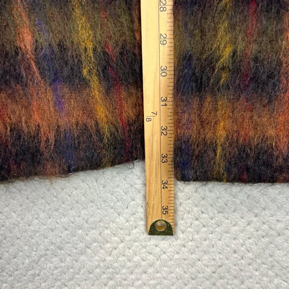 Vintage 90s DONCASTER Womens Plaid Topper Coat Mohair Blend Open A-Line Sz 6 - Picture 7 of 16